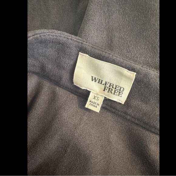 New WILFRED FREE Artizia Nescher Skirt Gray Faux suede Wrap Mini Short Pull On - Picture 8 of 11